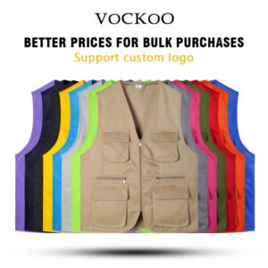 Custom Sleeveless Multi-Pocket Vests, Custom Logo & Name Printing, Volunteer Photography Waistcoats