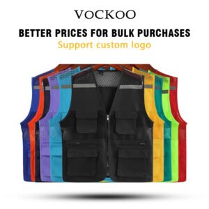Reflective Safety Work Vest Custom Logo Printed Name Multi-Pocket Breathable Work Wear Vest