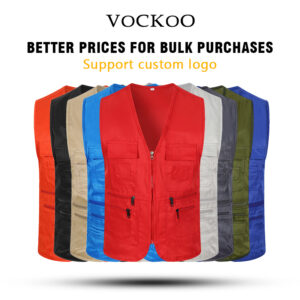 Multi-pocket work vest custom logo photography media crew vest printed name