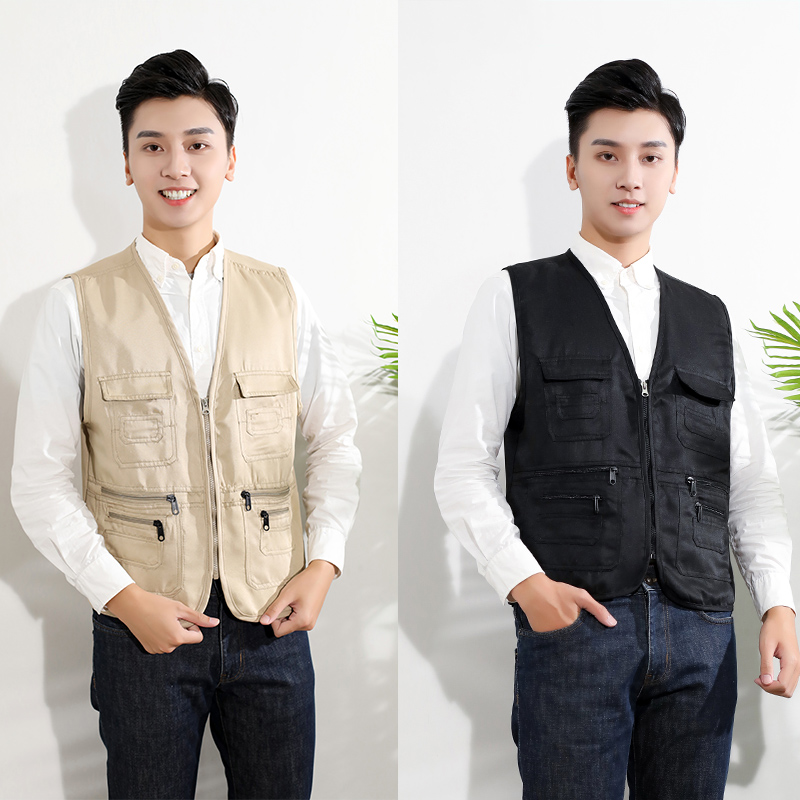 Multi-pocket work vest custom logo photography media crew vest printed name - Image 2